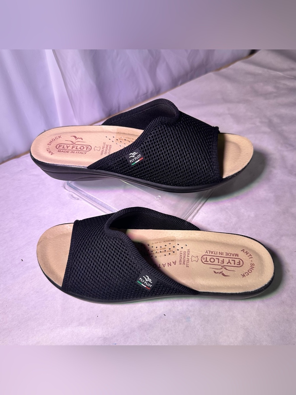 Fly Flot Women's Black Mesh Slide Mules